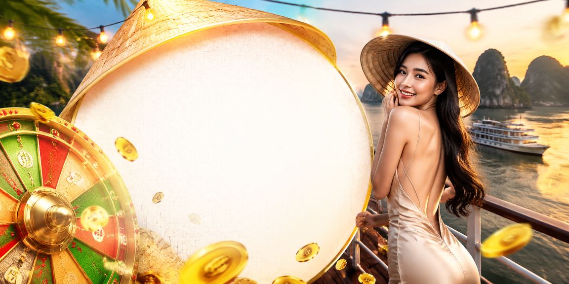 Khung cảnh Vịnh Hạ Long với người dùng thưởng thức trò chơi roulette trực tuyến trên điện thoại