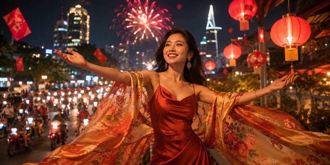 Không khí Tết tại TP. Hồ Chí Minh với đèn lồng đỏ và bao lì xì, gợi nhắc ưu đãi mùa lễ hội trên nền tảng cá cược